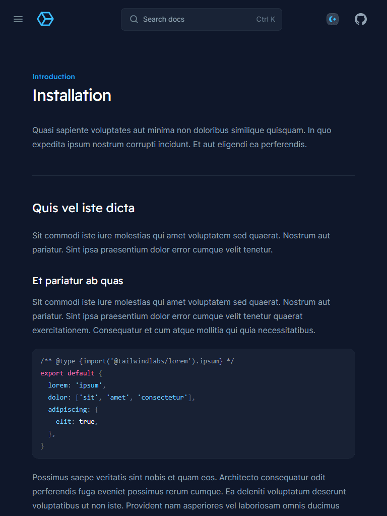 Name: Installation page, Variant dark